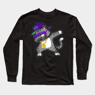 Dabbing Cat Funny Shirt Dab Hip Hop Dabbing Kitten Long Sleeve T-Shirt